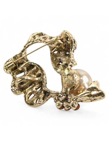 Klasyczna Broszka Brosza z perłą stare złoto Lolita Accessories