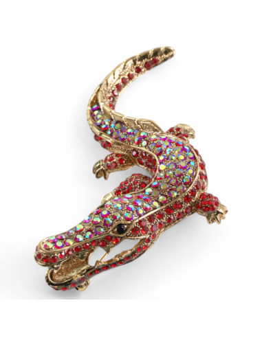 Broszka Brosza Krokodyl z kamieniami Lolita...