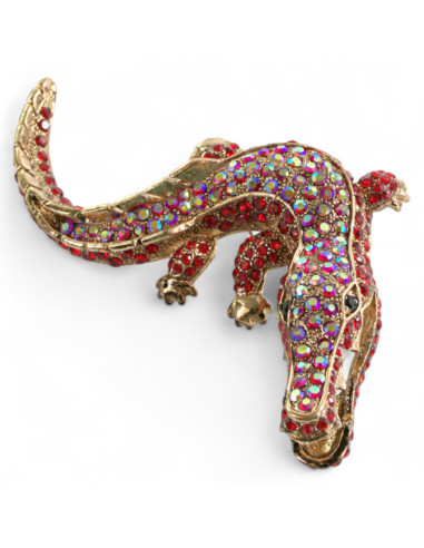 Broszka Brosza Krokodyl z kamieniami Lolita...