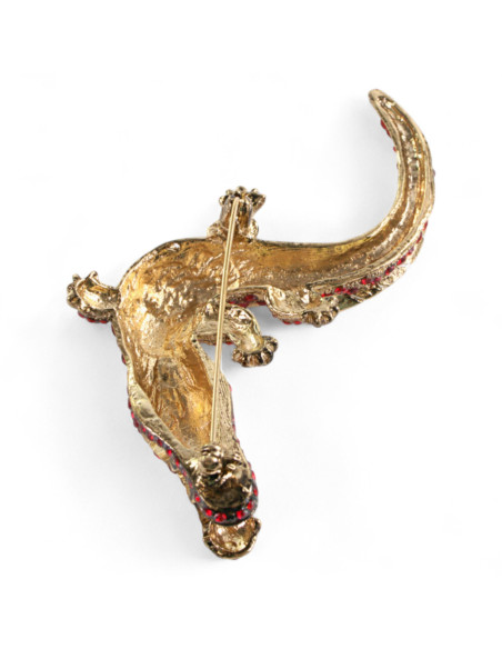 Broszka Brosza Krokodyl z kamieniami Lolita Accessories róż czerwień