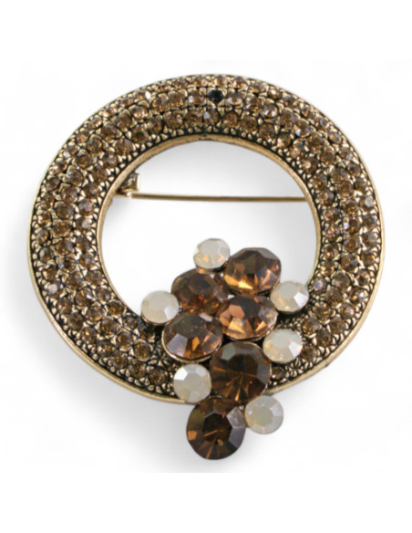 Klasyczna Broszka brązowymi kamieniami Lolita Accessories