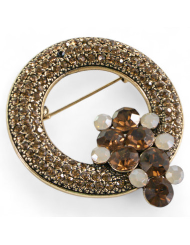 Klasyczna Broszka brązowymi kamieniami Lolita...