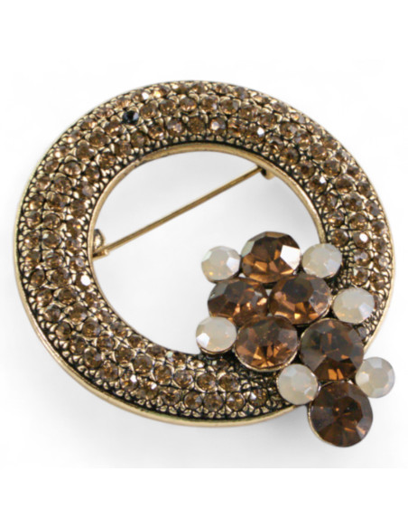Klasyczna Broszka brązowymi kamieniami Lolita Accessories