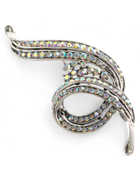 Klasyczna Broszka "Faworek" stare srebro Lolita Accessories crystal AB