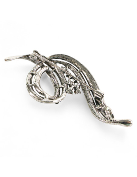 Klasyczna Broszka "Faworek" stare srebro Lolita Accessories crystal AB