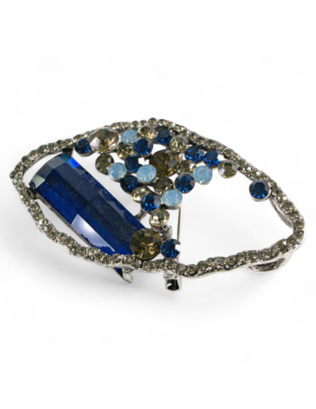 Broszka Brosza "Ostryga" niebieski Kamień Lolita Accessories