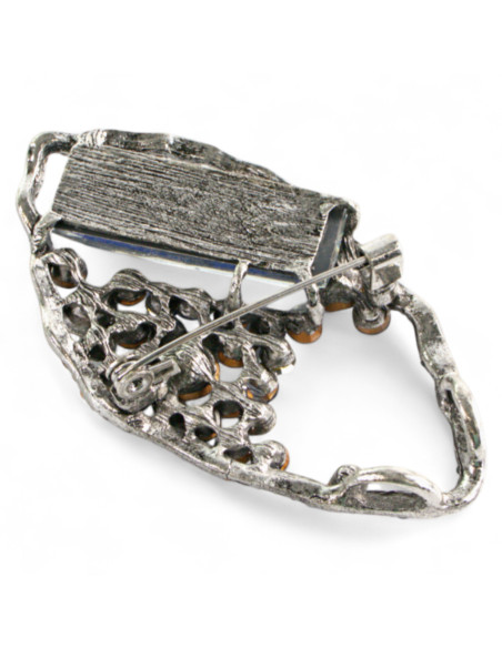 Broszka Brosza "Ostryga" niebieski Kamień Lolita Accessories