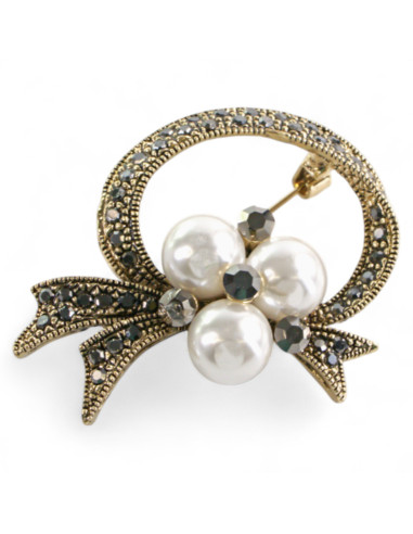 Broszka Brosza "BUKIET" z PERŁĄ Lolita...