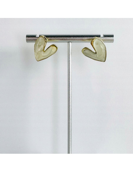 Kolczyki SERCE SERDUSZKO BOHO Lolita Accessories srebrny sztyft 925 ECRU