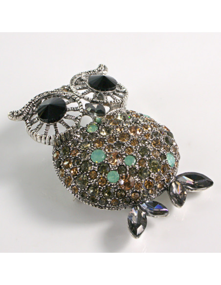 Broszka Brosza SOWA Z KAMIENIAMI Lolita Accessories Przypinka Ozdobna