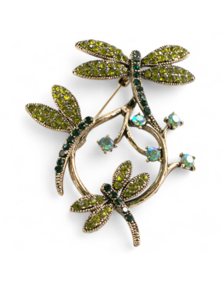 Broszka Brosza ZIELONE WAŻKI z kamieniami Lolita Accessories