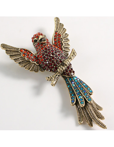 Broszka Brosza PTAK PAPUGA Z KAMIENIAMI z...