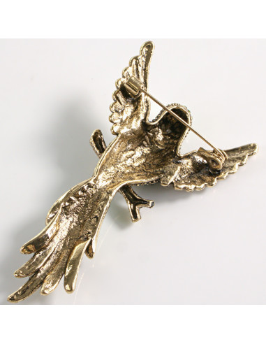 Broszka Brosza ZIELONY PTAK PAPUGA z kamieniami...