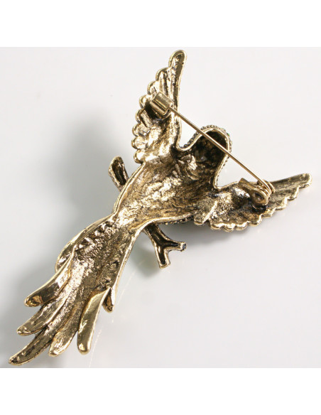 Broszka Brosza ZIELONY PTAK PAPUGA z kamieniami Lolita Accessories