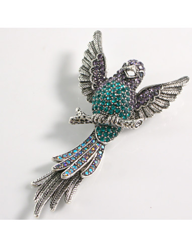 Broszka Brosza TURKUSOWY PTAK PAPUGA z...