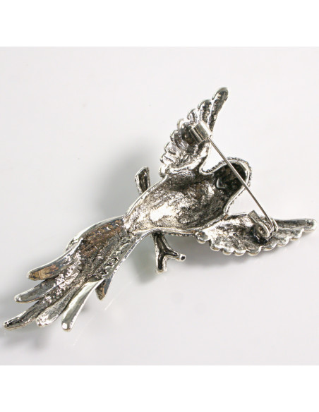 Broszka Brosza TURKUSOWY PTAK PAPUGA z kamieniami Lolita Accessories