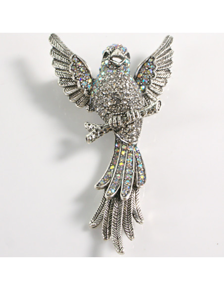 Broszka Brosza PTAK PAPUGA z kamieniami Lolita Accessories CRYSTAL AB