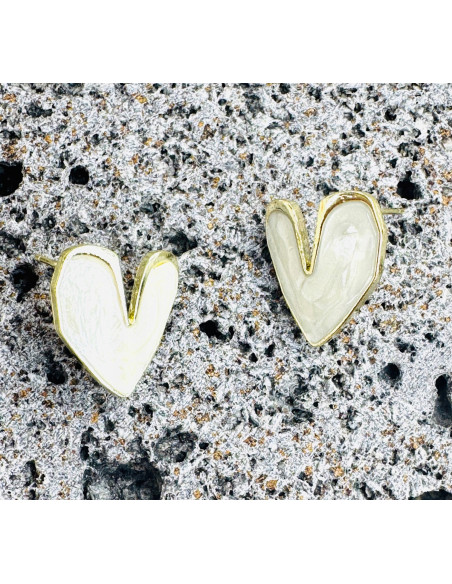 Kolczyki SERCE SERDUSZKO BOHO Lolita Accessories srebrny sztyft 925 ECRU