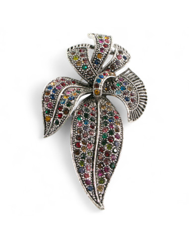 Klasyczna Broszka Brosza Liście srebrny Liść...