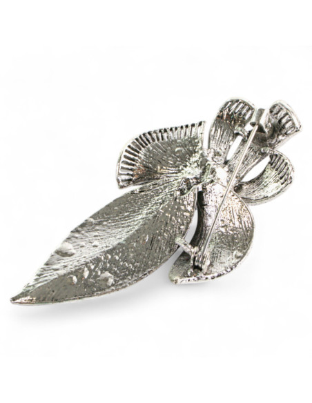 Klasyczna Broszka Brosza Liście srebrny Liść Lolita Accessories