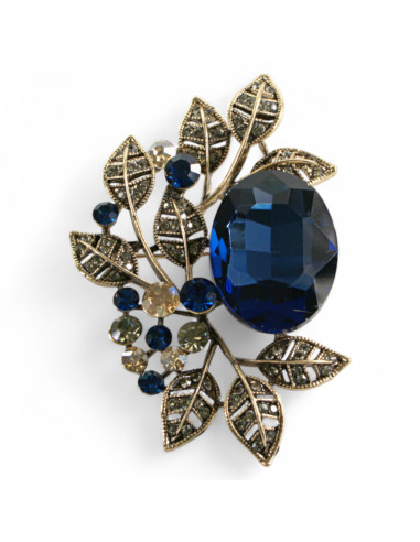 Klasyczna Broszka Brosza GRANATOWY KAMIEŃ...