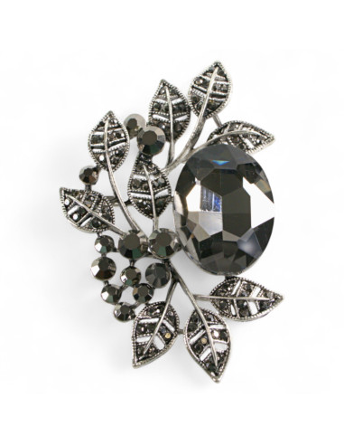 Klasyczna Broszka Brosza GRAFITOWY KAMIEŃ...