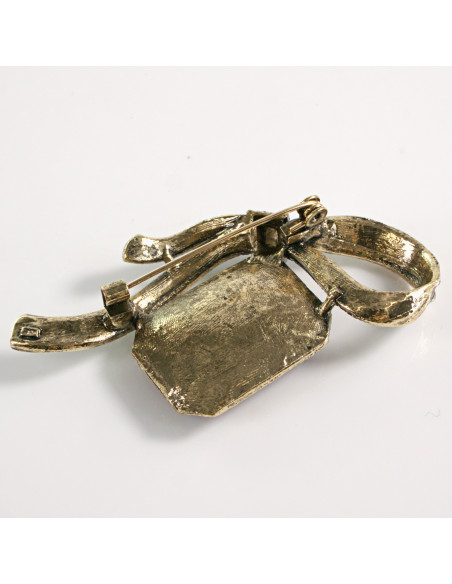 BROSZKA BROSZA KOKARDA Z ZIELONYM "BRYLANTEM" LOLITA AKCESORIA