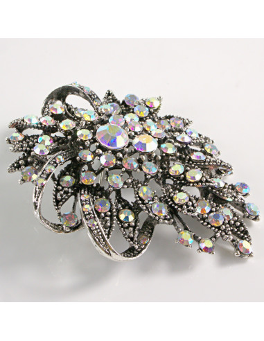 BROSZKA BROSZA DUŻY MAXI KWIAT CRYSTAL AB...