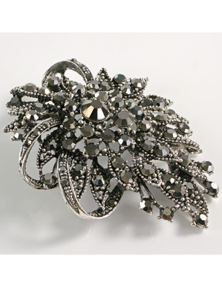 BROSZKA BROSZA DUŻY MAXI GRAFITOWY KWIAT  LOLITA AKCESORIA