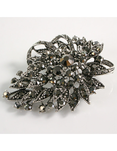 BROSZKA BROSZA DUŻY MAXI GRAFITOWY KWIAT  LOLITA AKCESORIA