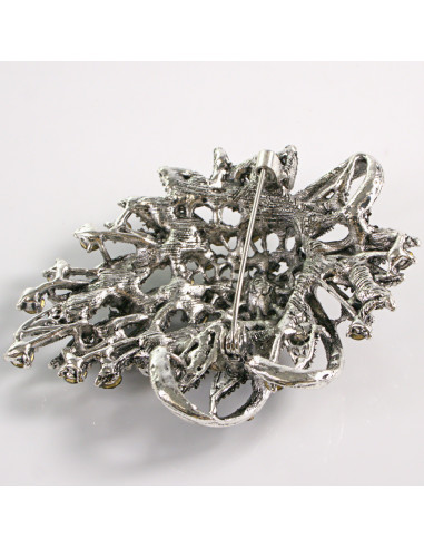 BROSZKA BROSZA DUŻY MAXI GRAFITOWY KWIAT...