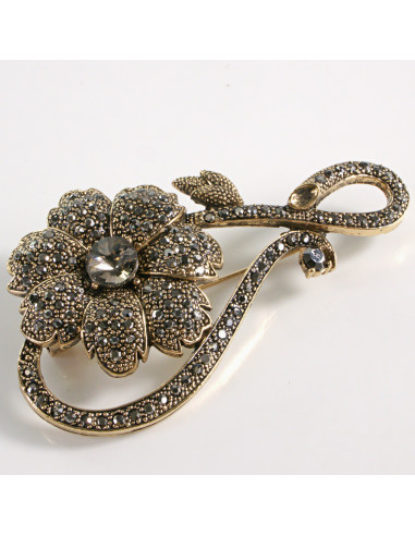 BROSZKA BROSZA ZŁOTY KWIATEK Z ZAWIJASEM LOLITA...