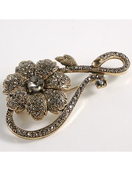 BROSZKA BROSZA ZŁOTY KWIATEK Z ZAWIJASEM LOLITA AKCESORIA