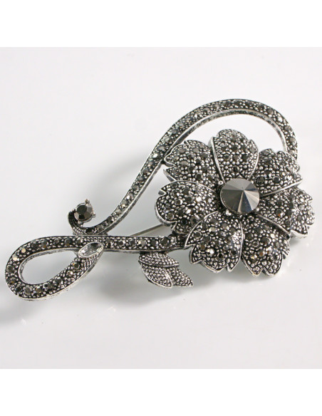 BROSZKA BROSZA GRAFITOWY KWIAT KWIATEK Z ZAWIJASEM LOLITA AKCESORIA