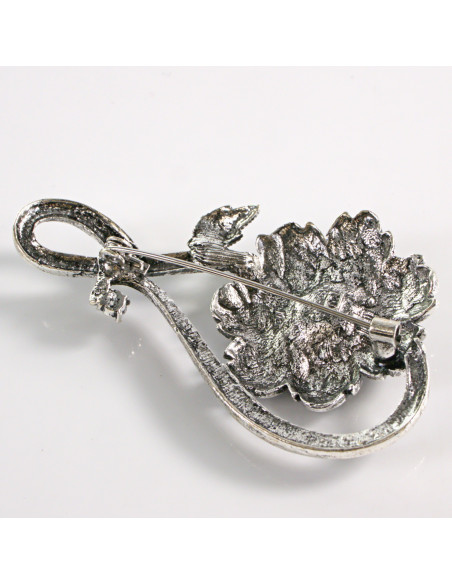 BROSZKA BROSZA GRAFITOWY KWIAT KWIATEK Z ZAWIJASEM LOLITA AKCESORIA