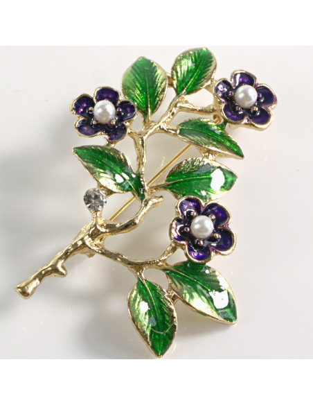 BROSZKA BROSZA EMALIOWANA KWIATKI Z PEREŁKĄ  LOLITA AKCESORIA