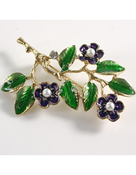 BROSZKA BROSZA EMALIOWANA KWIATKI Z PEREŁKĄ  LOLITA AKCESORIA