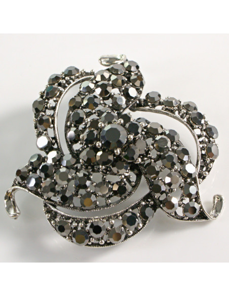 BROSZKA BROSZA DUŻY MAXI  WIKTORIAŃSKI PRECEL GRAFITOWY LOLITA AKCESORIA