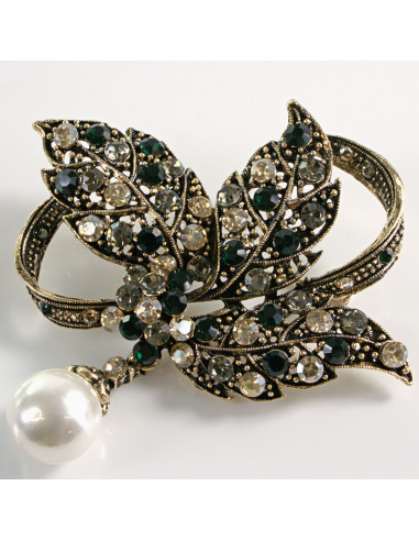 BROSZKA BROSZA WIKTORIAŃSKE LIŚCIE LIŚĆ Z...