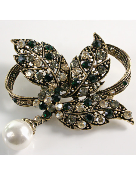 BROSZKA BROSZA WIKTORIAŃSKE LIŚCIE LIŚĆ Z ZAWIESZKĄ LOLITA AKCESORIA