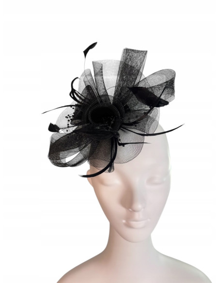 STROIK na GŁOWĘ Z OZDOBĄ TOCZEK FASCYNATOR Z PIÓRAMI Lolita AKCESORIA