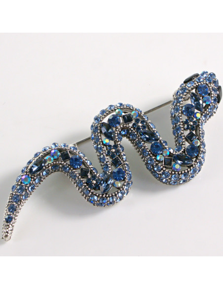 BROSZKA BROSZA NIEBIESKI WĄŻ Z CYRKONIAMI LOLITA AKCESORIA