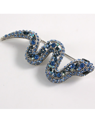 BROSZKA BROSZA NIEBIESKI WĄŻ Z CYRKONIAMI...