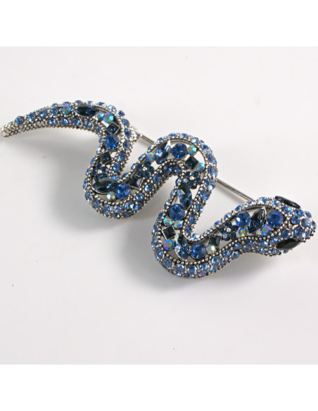 BROSZKA BROSZA NIEBIESKI WĄŻ Z CYRKONIAMI LOLITA AKCESORIA