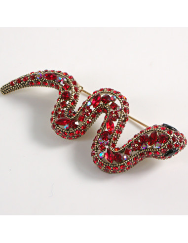 BROSZKA BROSZA CZERWONY WĄŻ Z CYRKONIAMI LOLITA...