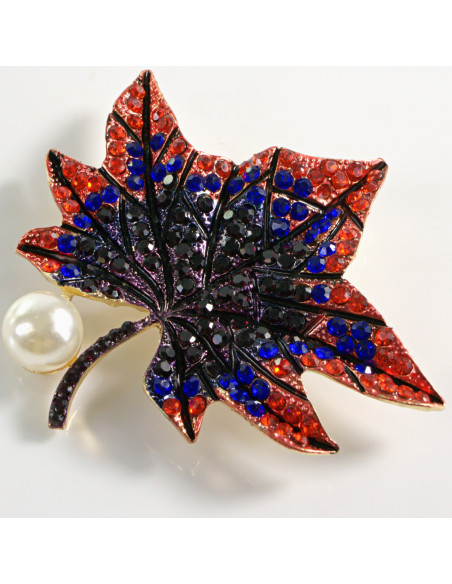 BROSZKA BROSZA LIŚC KLONU  Z KAMIENIAMI LOLITA AKCESORIA