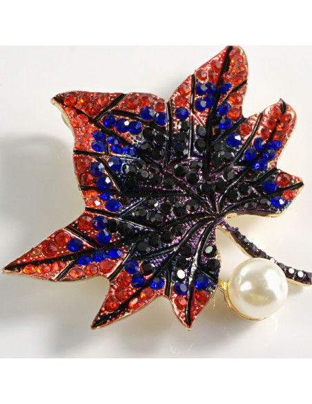 BROSZKA BROSZA LIŚC KLONU  Z KAMIENIAMI LOLITA AKCESORIA