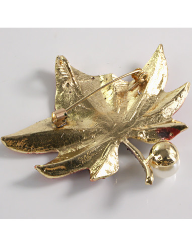 BROSZKA BROSZA LIŚC KLONU  Z KAMIENIAMI LOLITA...