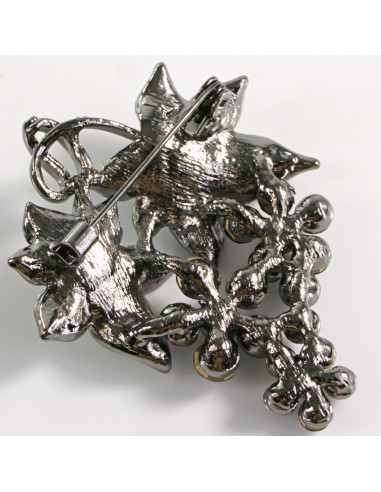 BROSZKA BROSZA KIŚĆ Z KWIATKAMI GRANATOWE...