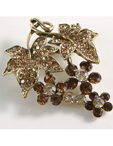 BROSZKA BROSZA KIŚĆ Z KWIATKAMI BRĄZOWO - ZŁOTE...